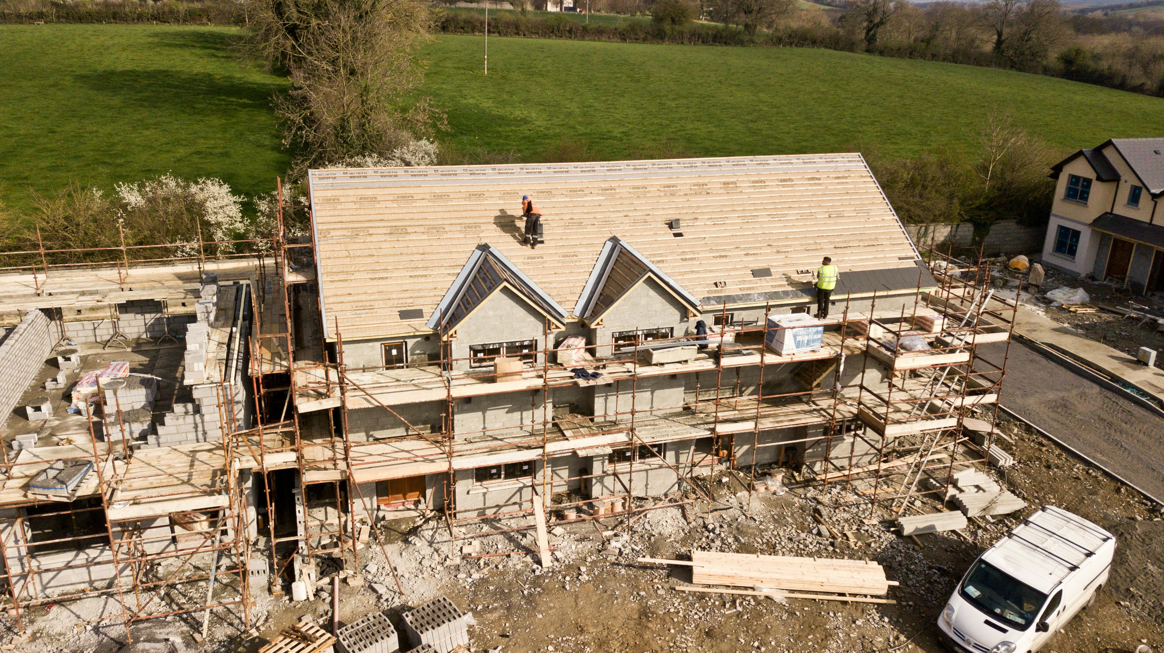 Roof construction in progress